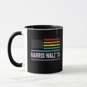 LGBTQ Harris Walzアメリカ国旗の選挙2024 マグカップ
