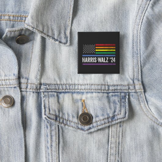 LGBTQ Harris Walzアメリカ国旗の選挙2024 缶バッジ (インサイチュ)