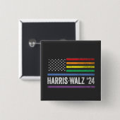 LGBTQ Harris Walzアメリカ国旗の選挙2024 缶バッジ (正面&裏面)