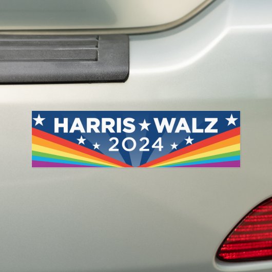 LGBTQ Harris Walz 2024 バンパーステッカー (車上)
