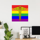 LGBTQ Healthcare Caduceus Sign Wall Art ポスター (ホームオフィス)