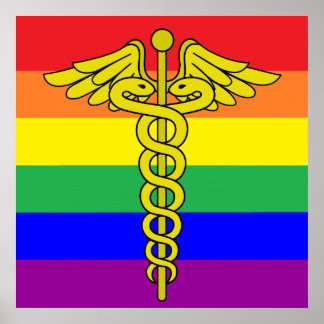 LGBTQ Healthcare Caduceus Sign Wall Art ポスター