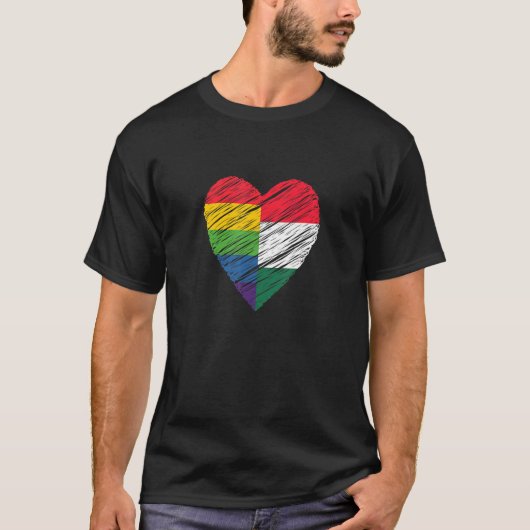 LGBTQ Hungary Gay Pride Heart for Gay and Lesbian  Tシャツ (正面)