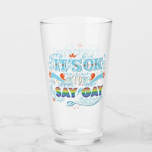 LGBTQ | It's OK To Say Gay | Pride | Rainbow タンブラーグラス (正面)