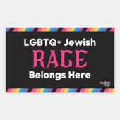 LGBTQ+ Jewish Rage Belongs Here 長方形シール (正面)