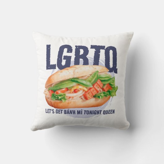 LGBTQ LET'S GET BANH MI TONIGHT QUEEN クッション (裏面)