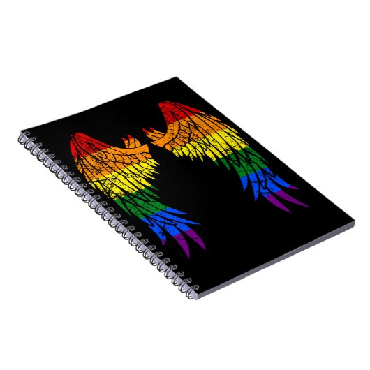 LGBTQ LGBTエンジェルウィングスカラフルレインボーゲイ ノートブック (右側)