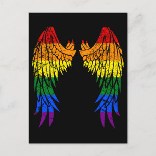 LGBTQ LGBTエンジェルウィングスカラフルレインボーゲイ ポストカード
