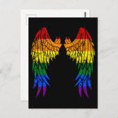LGBTQ LGBTエンジェルウィングスカラフルレインボーゲイ ポストカード (正面/裏面)