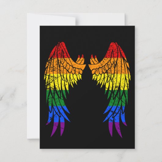LGBTQ LGBTエンジェルウィングスカラフルレインボーゲイ 招待状 (正面)