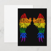 LGBTQ LGBTエンジェルウィングスカラフルレインボーゲイ 招待状 (正面/裏面)