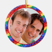 LGBTQ LGBTフォトカスタムゲイレインボー旗フレーム セラミックオーナメント (正面)