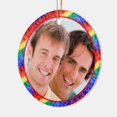 LGBTQ LGBTフォトカスタムゲイレインボー旗フレーム セラミックオーナメント (左)