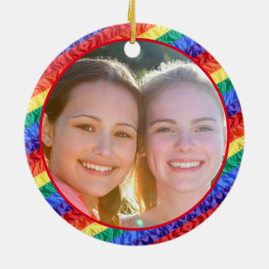 LGBTQ LGBTフォトカスタムゲイレインボー旗フレーム セラミックオーナメント (裏面)
