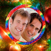 LGBTQ LGBTフォトカスタムゲイレインボー旗フレーム セラミックオーナメント