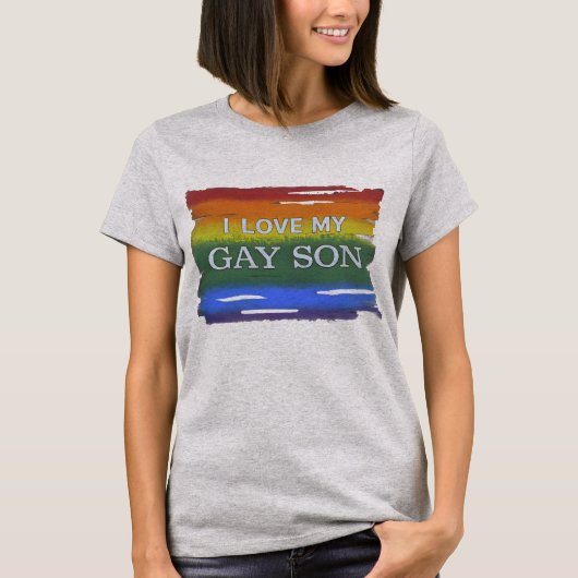 LGBTQ love and equality Rainbow I Love MyゲイSon Tシャツ (正面)