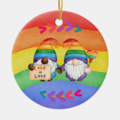 LGBTQ Love is Love カラフル Rainbowカスタム文字 セラミックオーナメント (正面)