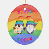 LGBTQ Love is Love カラフル Rainbowカスタム文字 セラミックオーナメント (左)