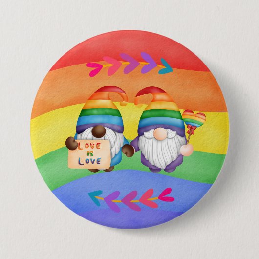 LGBTQ Love is Love カラフル Rainbow 缶バッジ (正面)