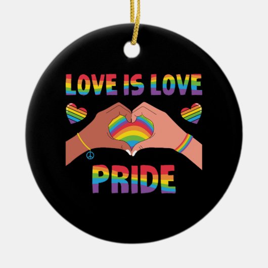 LGBTQ - Love Is Love -プライド セラミックオーナメント (正面)