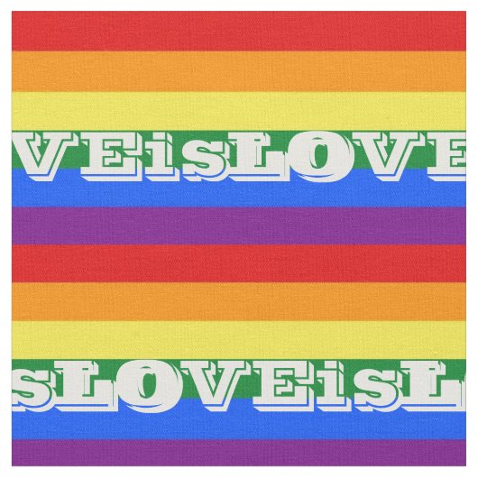 LGBTQ LOVE is LOVE Rainbow ファブリック (クローズアップ)