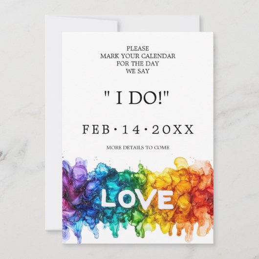🌈 🐦 LGBTQ Painted With Love ウェディング セーブザデート (正面)