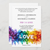 🌈 🐦 LGBTQ Painted With Love wedding 招待状 (正面/裏面)