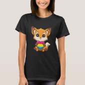 LGBTQ Pansexual Pride Fox  Pansexual Heart Fox Tシャツ (正面)