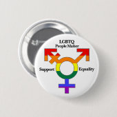 LGBTQ People Matter、Support Equalityボタン 缶バッジ (正面&裏面)