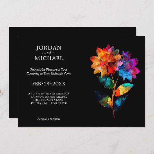 🌈 LGBTQ Petals & Pride  招待状 (正面/裏面)