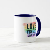LGBTQ+ Pride Coffee Mug Vibrant Rainbow Love Cup マグカップ (正面右)