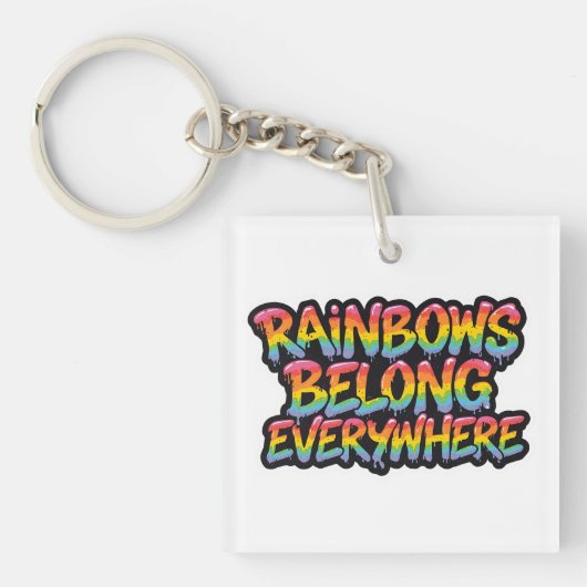LGBTQ Pride Design – “Rainbows Belong Everywhere”  キーホルダー (正面)