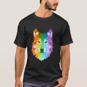 LGBTQ Pride Flag Wolf Tee Tシャツ (正面)
