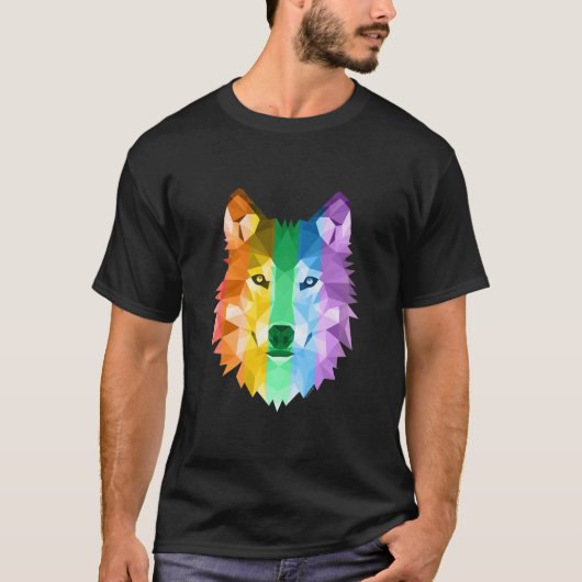 LGBTQ Pride Flag Wolf Tee Tシャツ (正面)