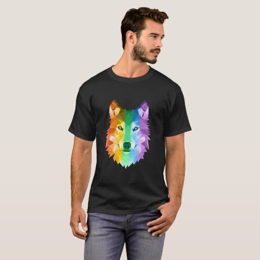 LGBTQ Pride Flag Wolf Tee Tシャツ (正面フル)