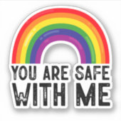 LGBTQ Pride Month レインボー You Are Safe With Me シール (正面)