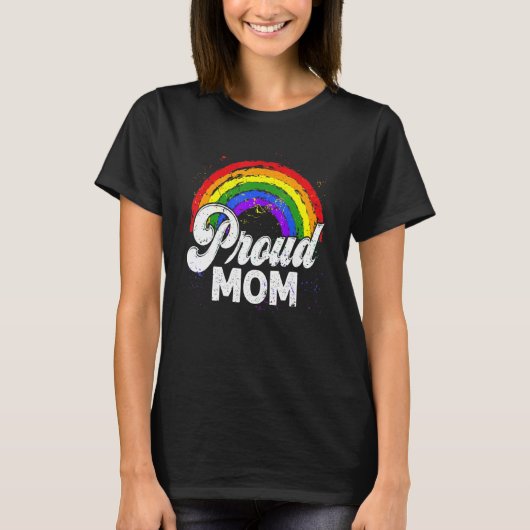 LGBTQ Proud Mom Gay Pride LGBT Ally Rainbow Mother Tシャツ (正面)