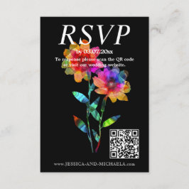 🌈 LGBTQ  QR RSVP +Wedding Details Petals & Pride  エンクロージャーカード