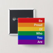 LGBTQ Rainbow誇りを持った、お前は誰だ 缶バッジ (正面&裏面)