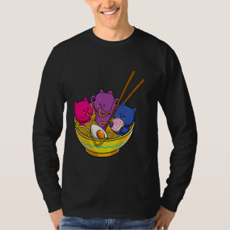 LGBTQ Rainbow Bisexual Pride Flag Cats In Ramen An Tシャツ