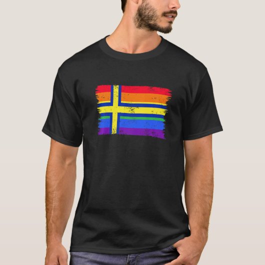 Lgbtq Rainbow Flag Of Sweden Swedish Gay Pride Tシャツ (正面)