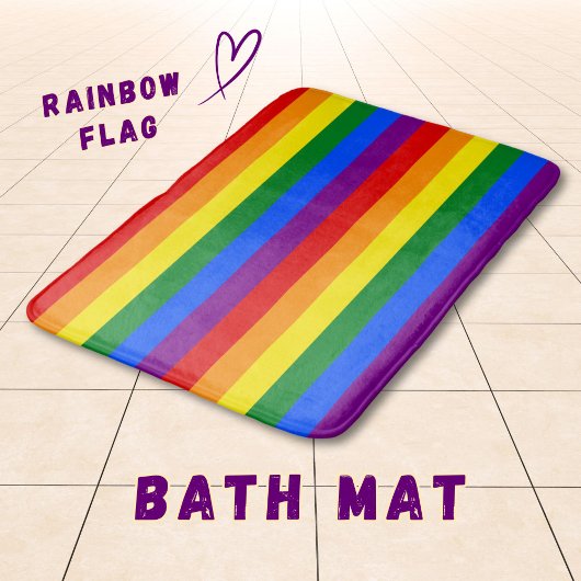 LGBTQ+ Rainbow Flag Stripes for Pride Month -  バスマット