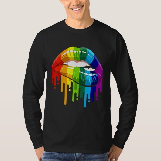 LGBTQ Rainbow Lip Gay Pride 3 Tシャツ (正面)