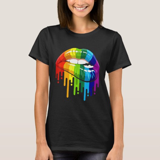 LGBTQ Rainbow Lip Gay Pride 3 Tシャツ (正面)