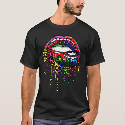 LGBTQ Rainbow Lip Gay Pride Tシャツ (正面)