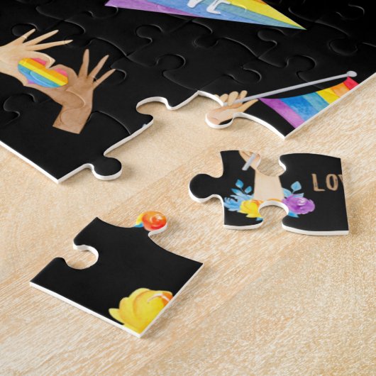 LGBTQ Rainbow Pride Pattern Jigsaw Puzzle ジグソーパズル (側面)
