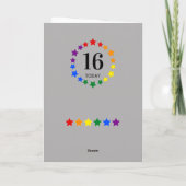 LGBTQ Rainbow Stars - 16 TodayまたはAny Age誕生日 カード (裏面)