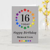 LGBTQ Rainbow Stars - 16 TodayまたはAny Age誕生日 カード (黄色い花)