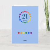 LGBTQ Rainbow Stars - 21 TodayまたはAny Age誕生日 カード (裏面)