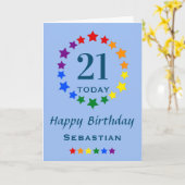 LGBTQ Rainbow Stars - 21 TodayまたはAny Age誕生日 カード (黄色い花)
